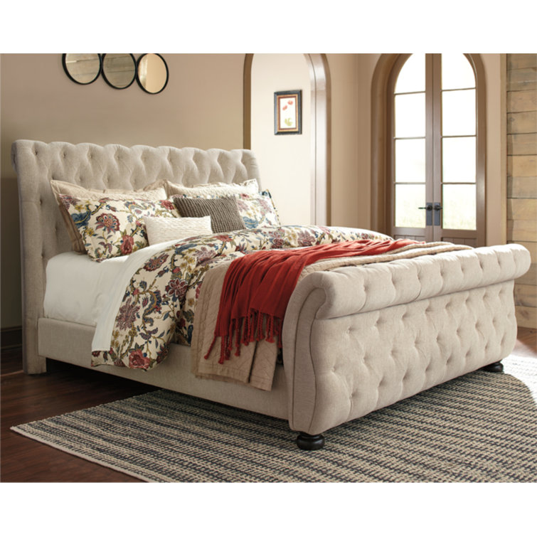 Signature Design by Ashley Willenburg California King Tufted Upholstered Low Profile Sleigh Bed